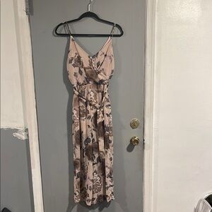 Sienna Sky Pink and Brown Floral‎ Ruched Jumpsuit S